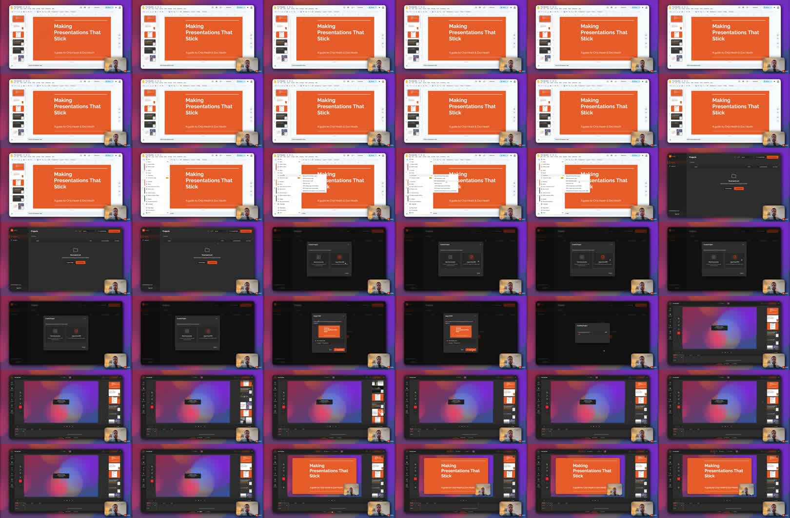 Contact sheet from the presentation voiceover tutorial